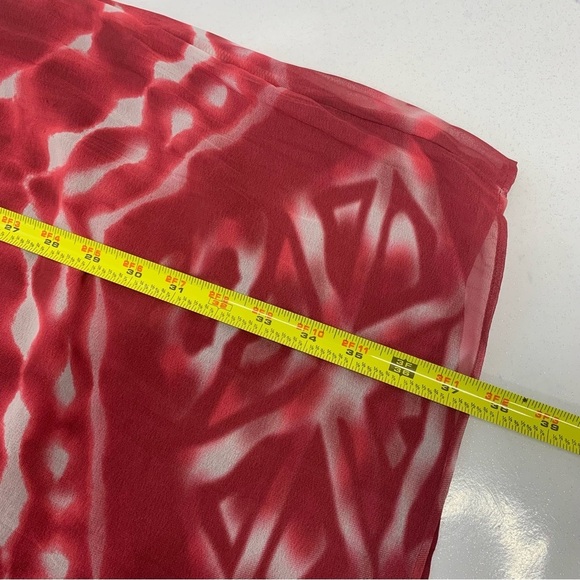 Chicos 3 Maxi Skirt US 16/18 Pull On  Pleated Cherry Red Print  Lined Boho Flowy - Picture 12 of 13